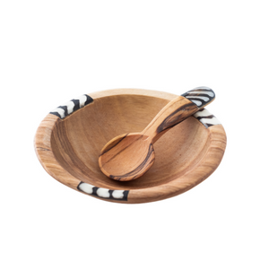 Handmade Olive Wood Bowl and Spoon Set
